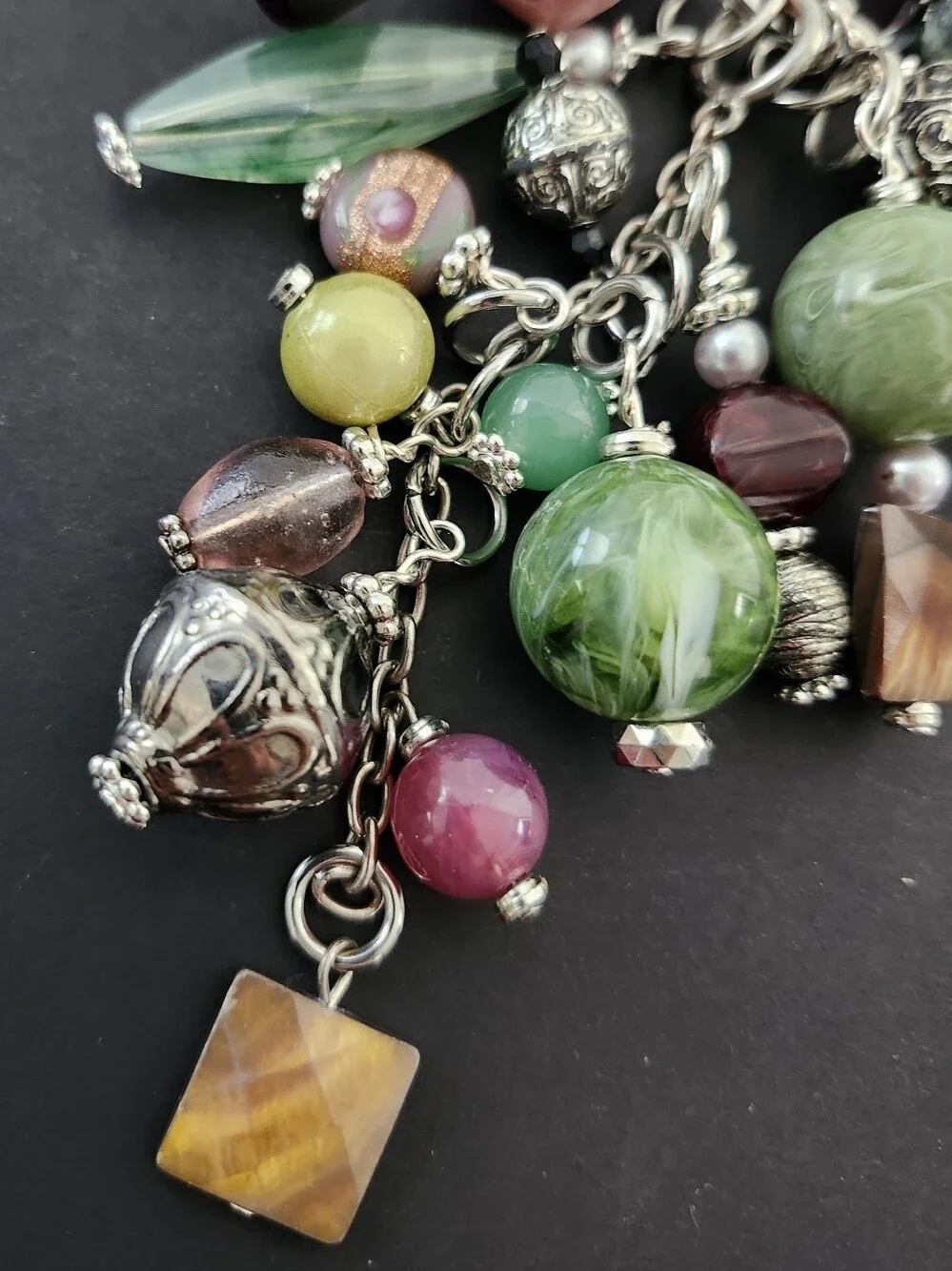 Upcycled MICHE Purse or Bag Charm Mixture of Stone Metal Lucite Handcrafted